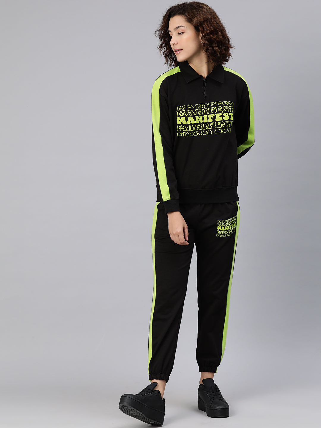 laabha neon printed winter wear womens tracksuit