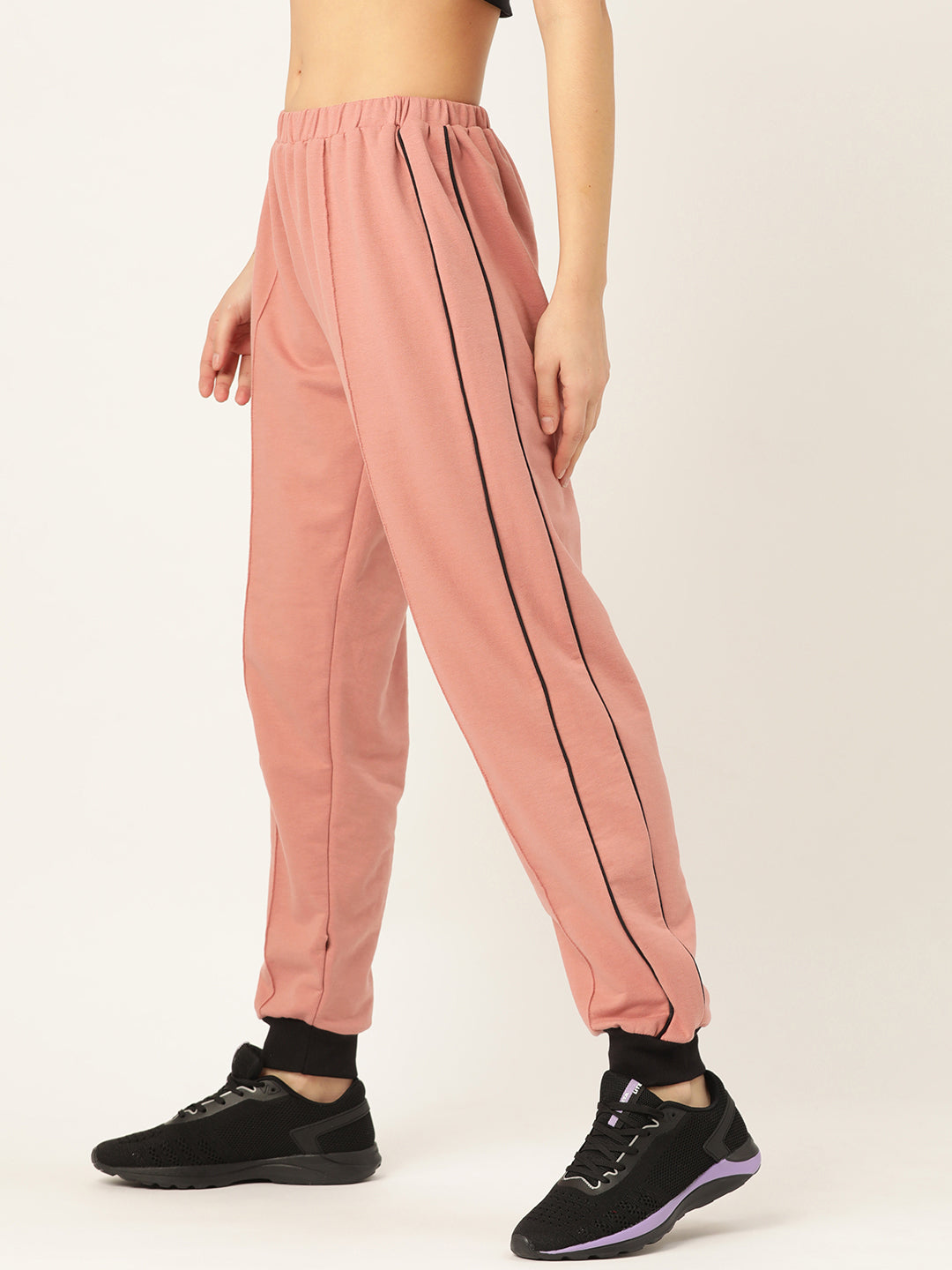 Laabha Women Dusty Pink Solid Joggers