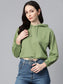 Laabha Stylish Women Olive Sweatshirt with Hoodie