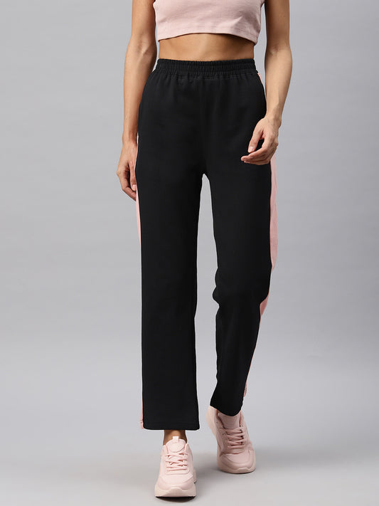 Black Trackpants With Side Stripes
