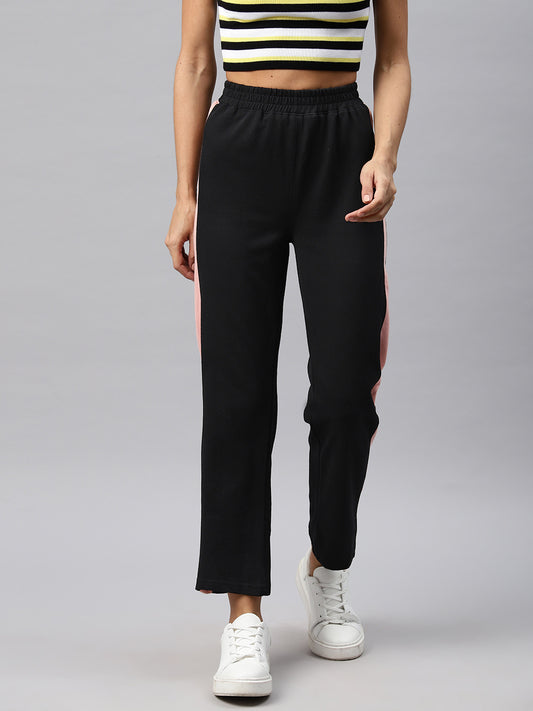 Black trackpants With contrast color on the sides