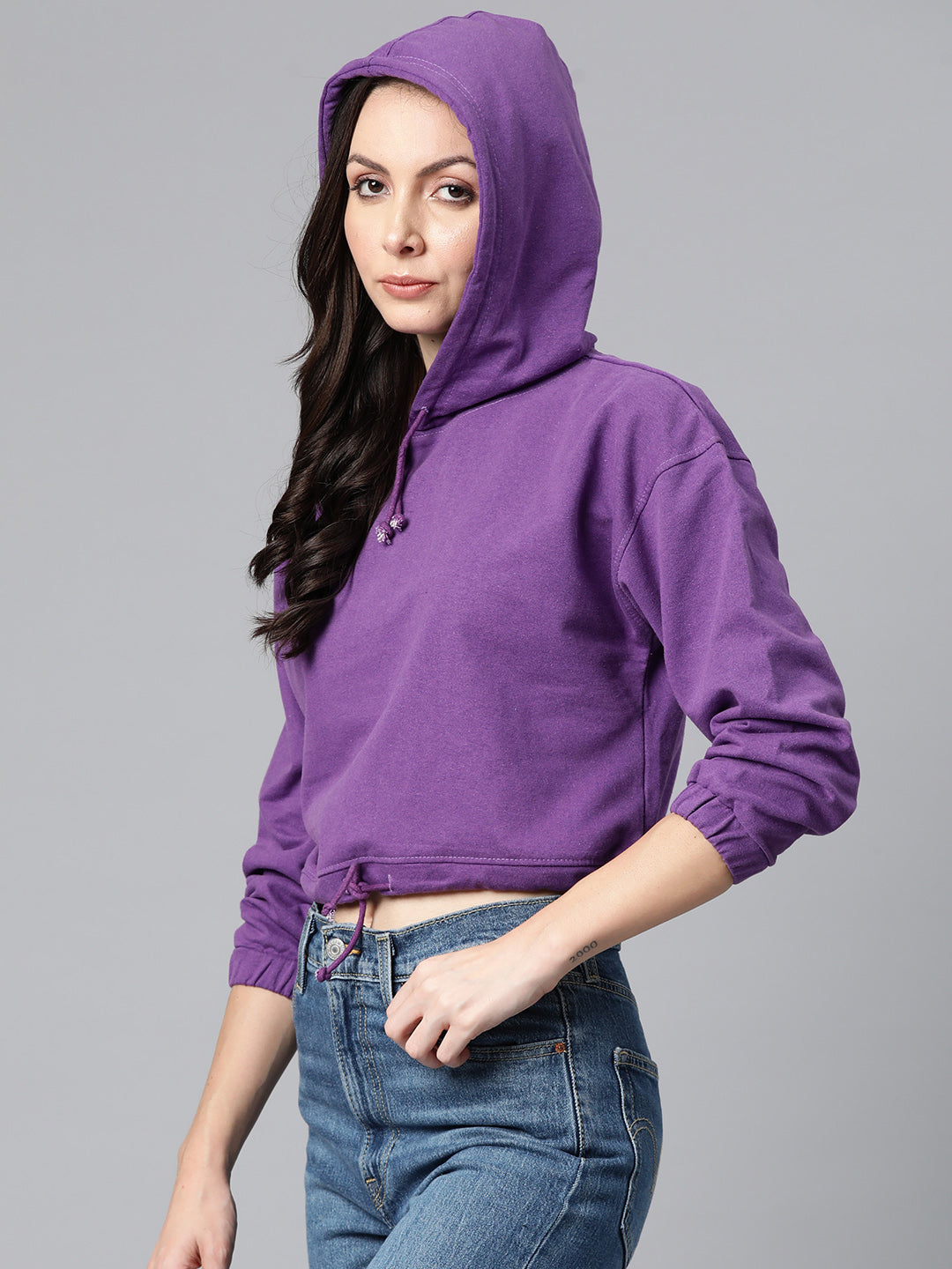 Laabha  Purple Sweatshirt with Hoodie