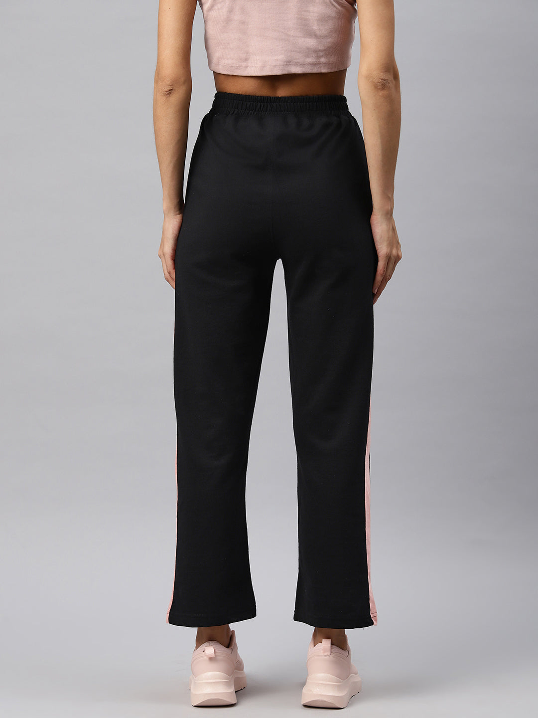 Black Trackpants With Side Stripes