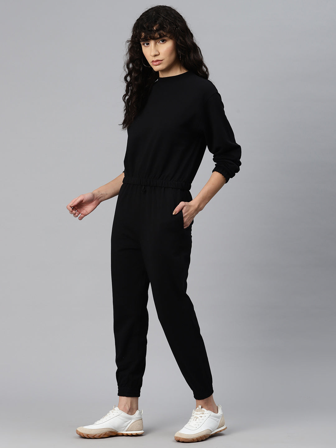 laabha solid black winter wear womens tracksuit – Laabha Athleisure