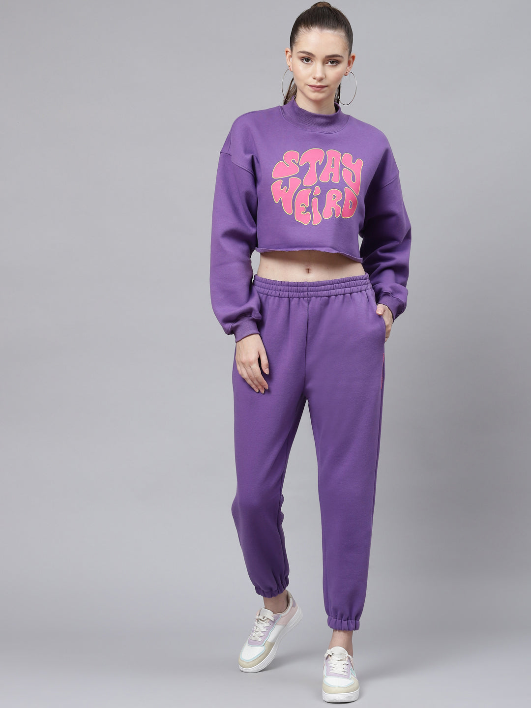 Laabha Women Purple Printed Track Suit