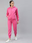 Laabha Women Pink Solid Hooded Tracksuit