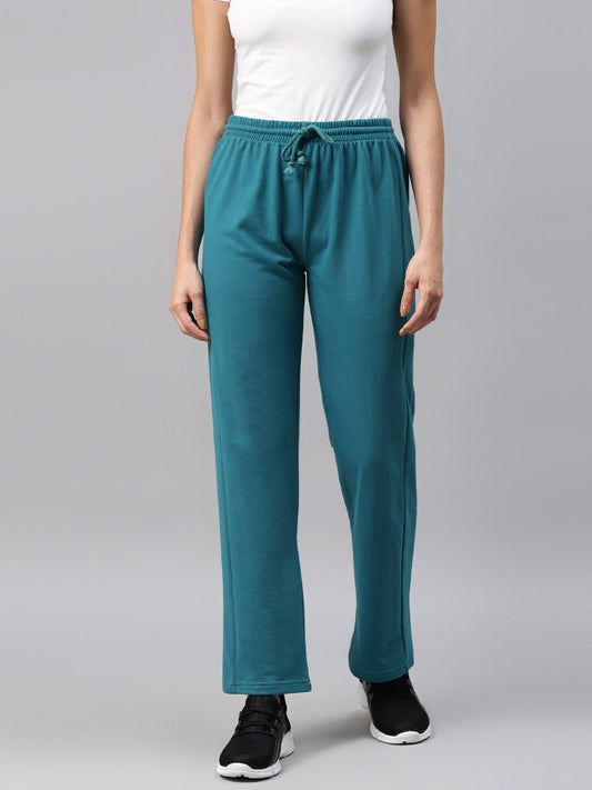 Laabha Women Turquoise  Blue Solid Track Pant