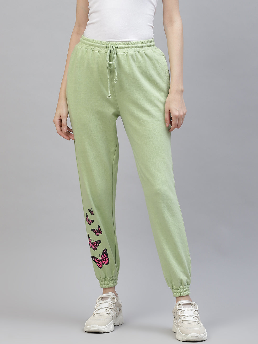 Laabha Women Mint Green Conversational Printed Joggers