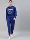 Laabha Women Blue Printed Hooded Tracksuit