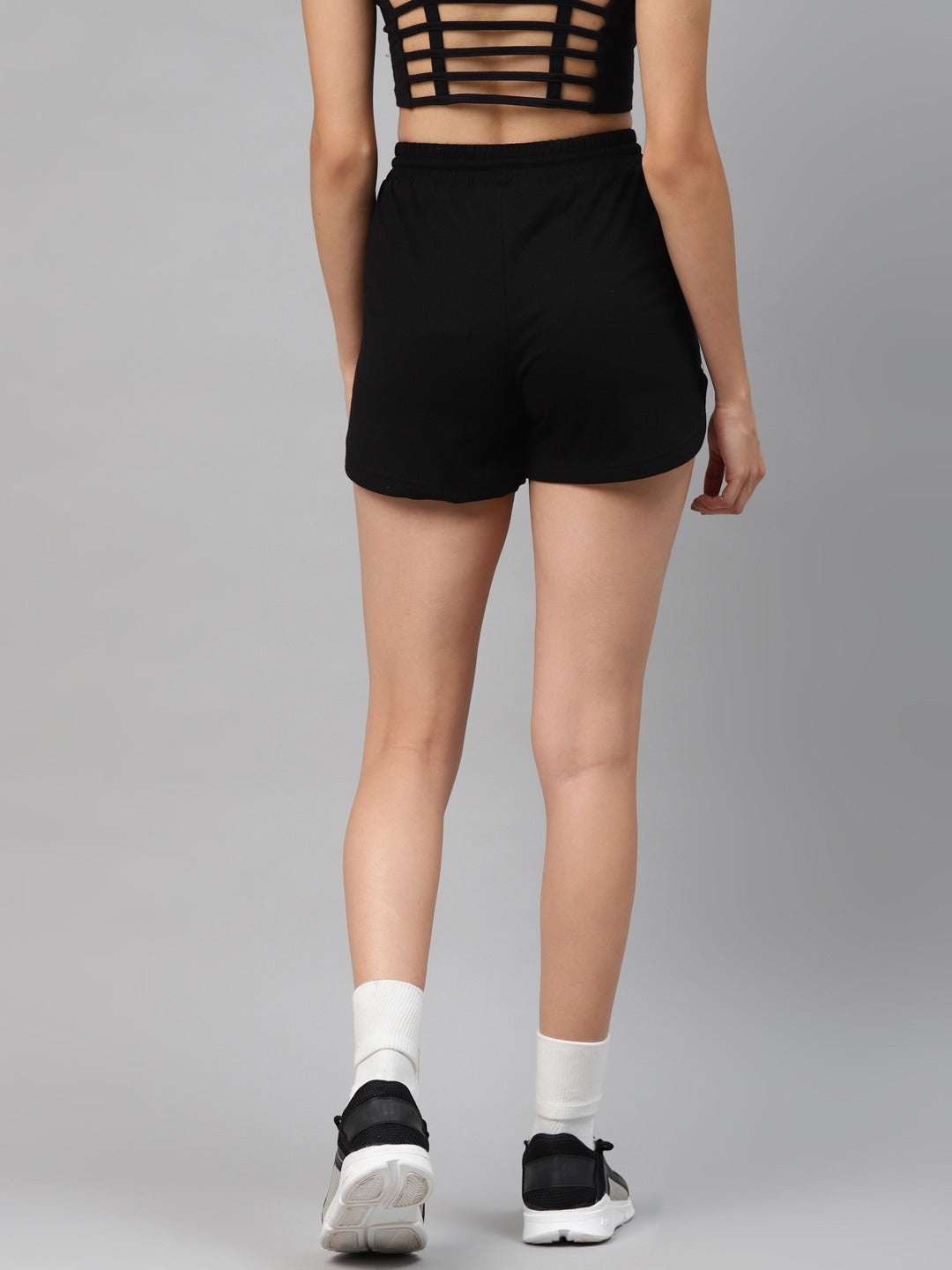 Laabha Women Black Slim Fit Running Sports Shorts