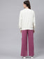 Laabha Women Purple and Off White Solid Track Suit