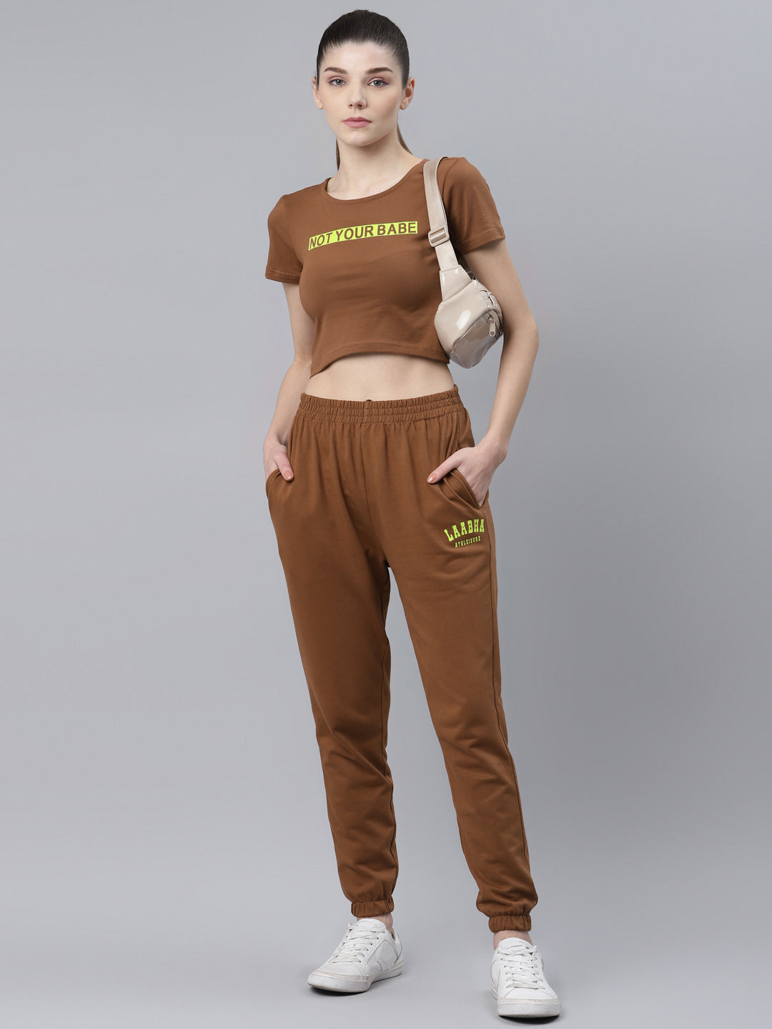 Laabha Women Brown Solid Track Suit